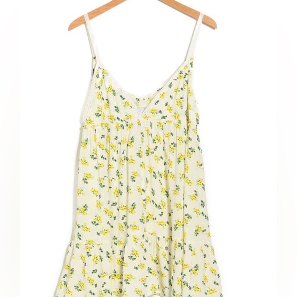 Area Stars Floral Print Lace Trim Dress